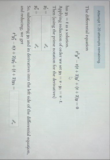 Attempt 1 : 2 0 attempts remaining. The