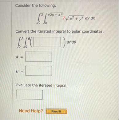 Consider the following. 0 2 0 2 x - x 2 2 7 x 2 y