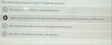 What effect does education have on the gender pay