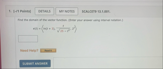 [ - / 1 Points ] SCALCET 9 1 3 . 1 . 0 0 1 . Find