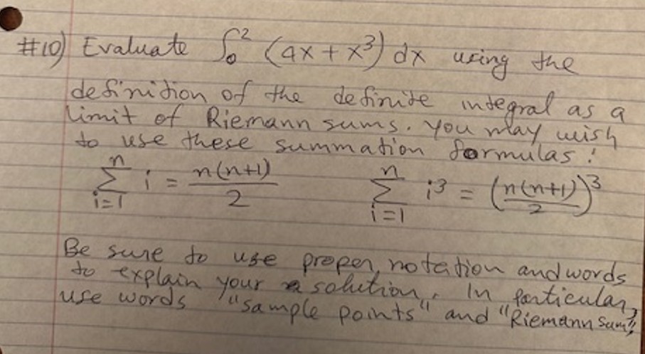 # 1 0 0 2 ( 4 x + x 3 ) d x using the definition