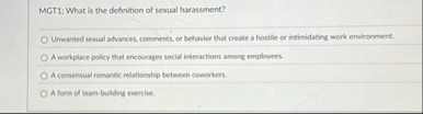 MGT 1 : What is the definition of sexual