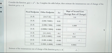 Consider the function, g ( x ) = x 2 - 2 x .