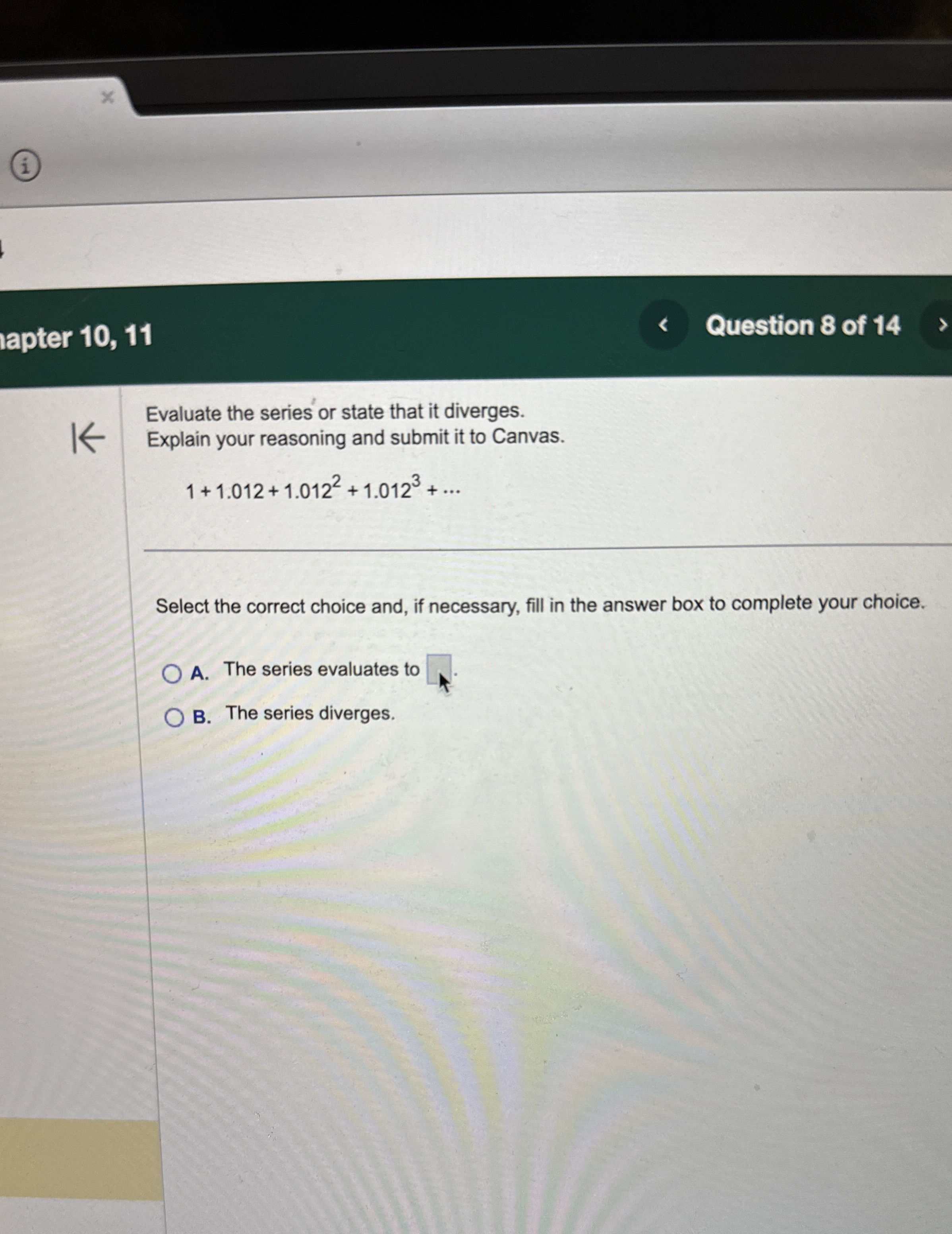 ( i ) lapter 1 0 , 1 1 Question 8 of 1 4 Evaluate