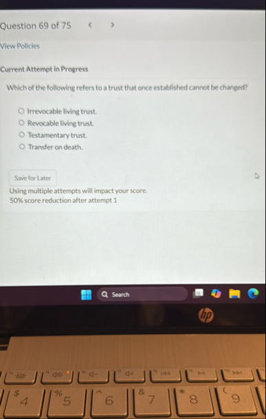 Question 6 9 of 7 5 View Pollicles Current