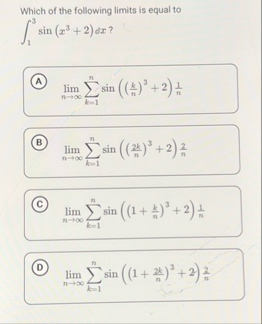 Which of the following limits is equal to 1 3 s i