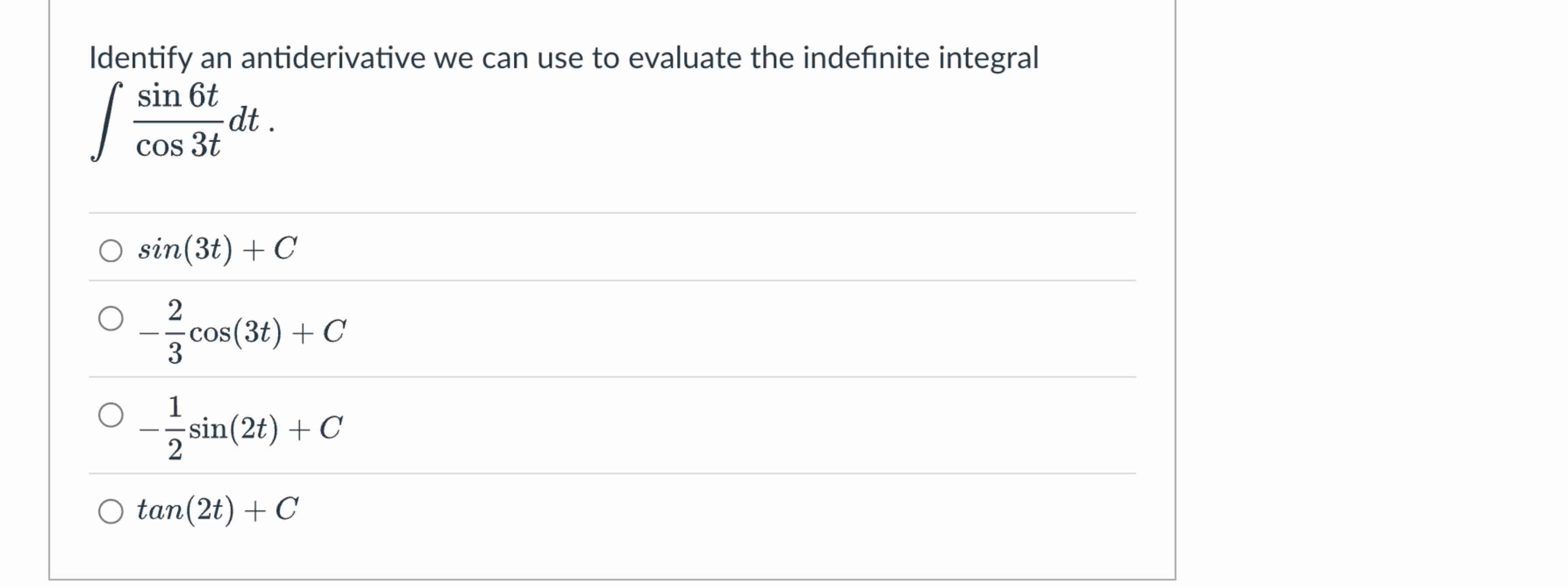 Identify a n antiderivative w e can use t o