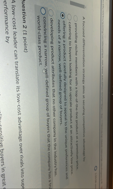 Minana A focused differentiation strategy aims at