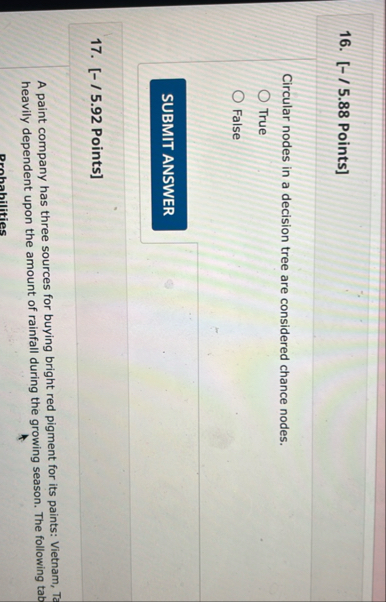 [ - / 5 . 8 8 Points ] Circular nodes in a