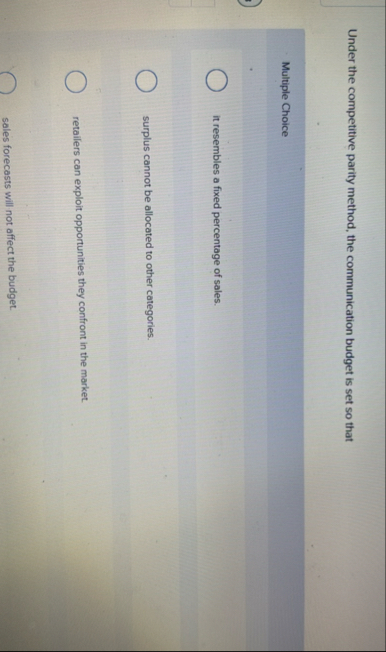 Under the competitive parity method, the