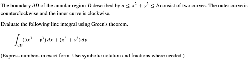 Evaluate the following line integral using