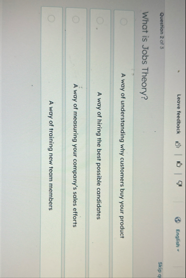Leave feedback 1 ( 3 ) B English Question 2 of 3