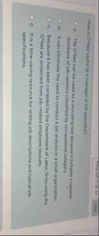 Time left 0 : 1 8 : 4 0 Hidm How is ONet can be