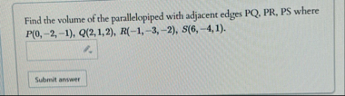 Find the volume of the parallelopiped with