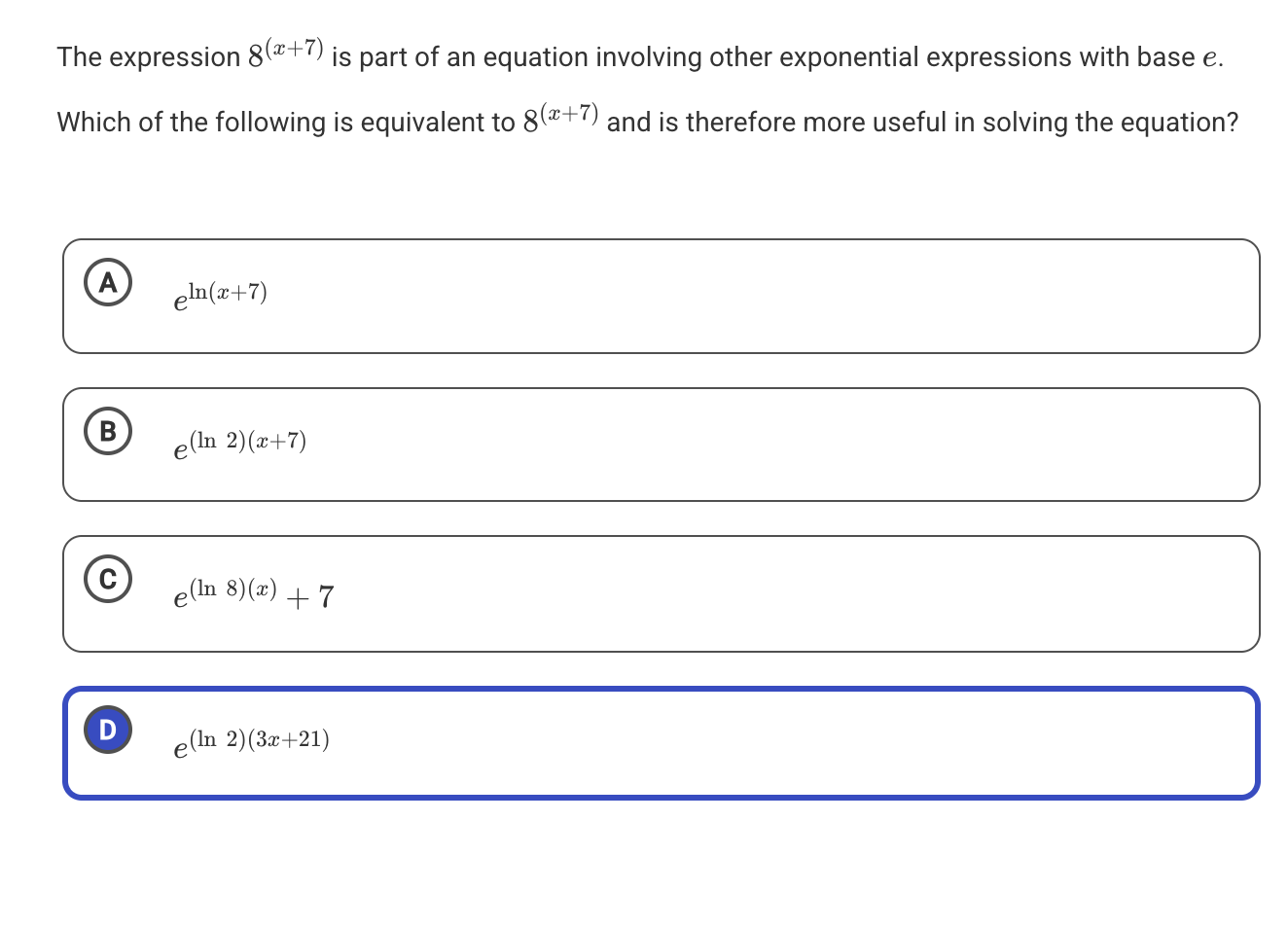 The expression 8 ( x + 7 ) i s part o f a n