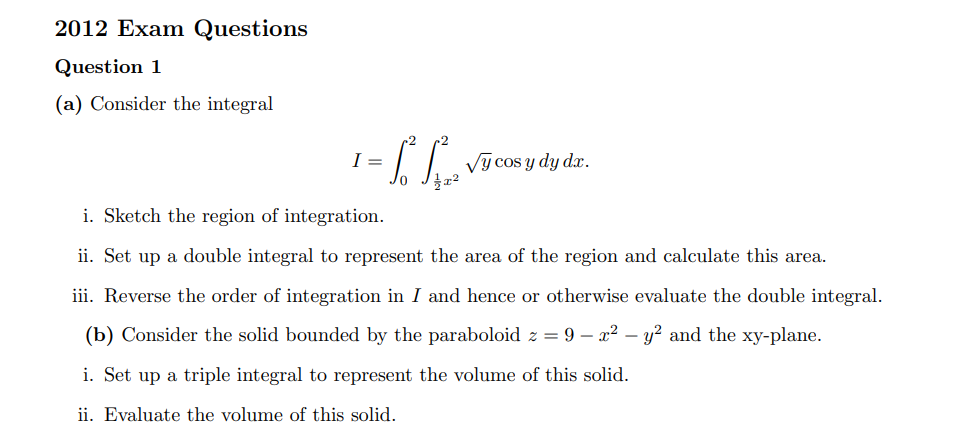 Consider the integral I = Z 2 0 Z 2 1 2 x 2 y 2 c