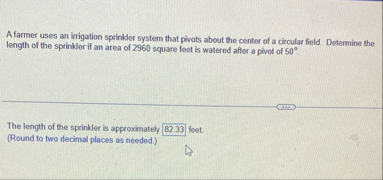 A farmer uses an irrigation sprinkler system that