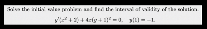 Solve the initial value problem and find the