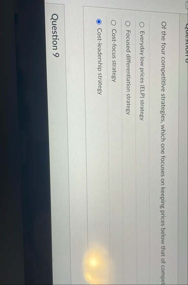 Of the four competitive strategies, which one