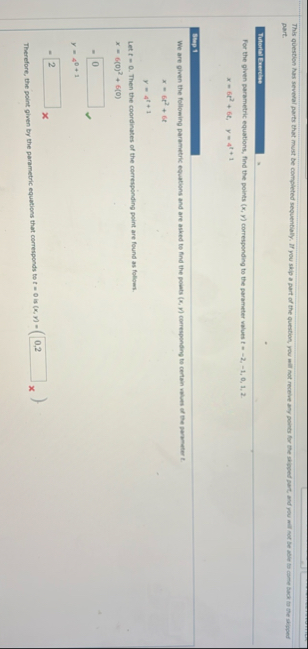 part.For the given parametric equations, find the