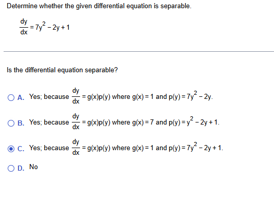 Determine whether the given differential equation