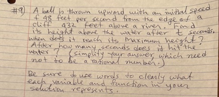 \ # 9 ) A ball is thrown upward with an initial