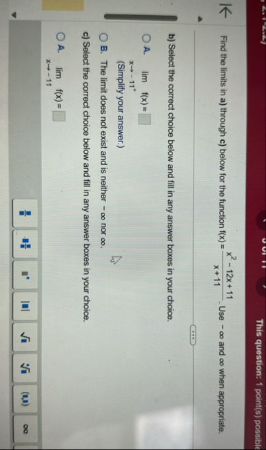 This question: 1 point ( s ) possible Find the