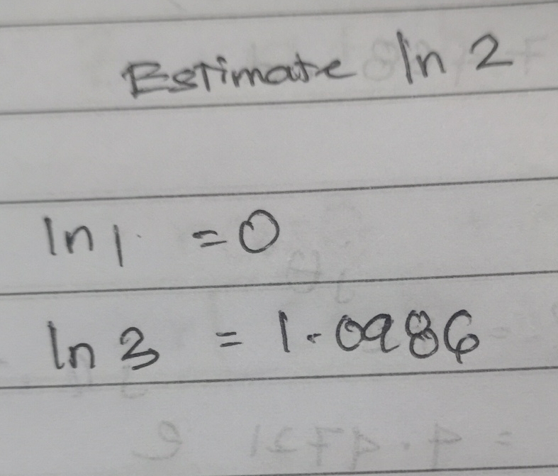 Estimate l n 2 l n 1 = 0 l n 3 = 1 . 0 9 8 6