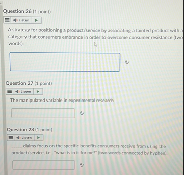 Question 2 6 ( 1 point ) A strategy for