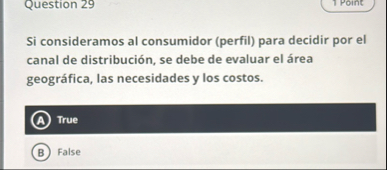 Question 2 9 Si consideramos al consumidor (