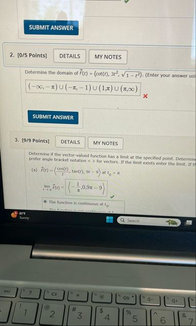 [ 0 / 5 Points ] Determine the domain of vec ( F