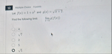 Multiple Choice 4 points tot f ( x ) - 1 x 2 and