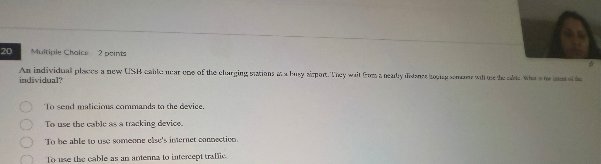 2 0 Multiple Choice 2 points An individual places