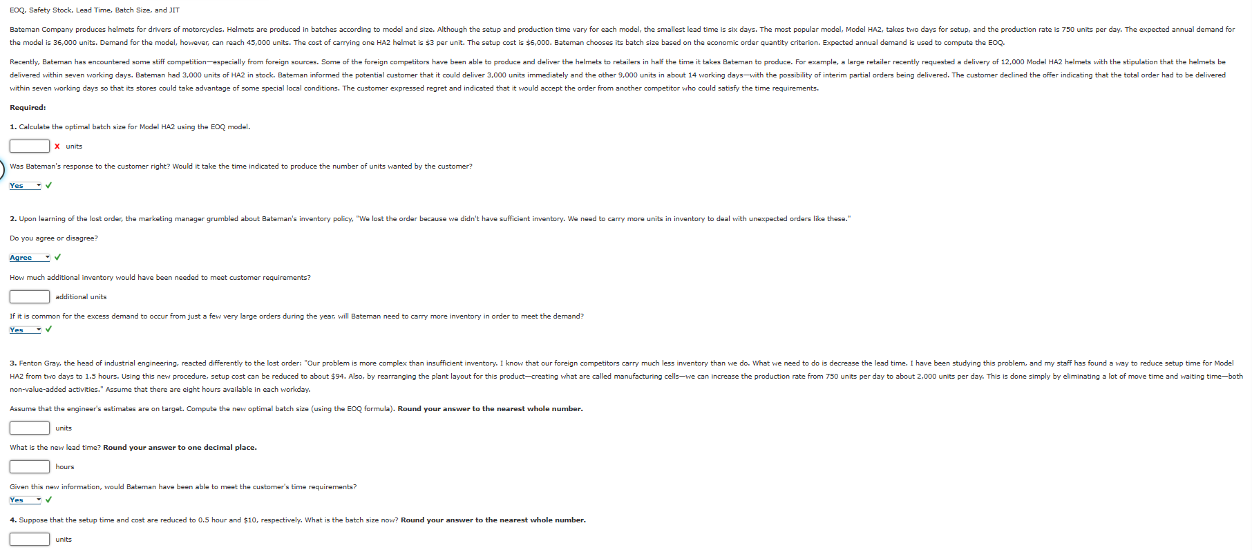 EOQ, Safety Stock, Lead Time, Batch Size, and JIT