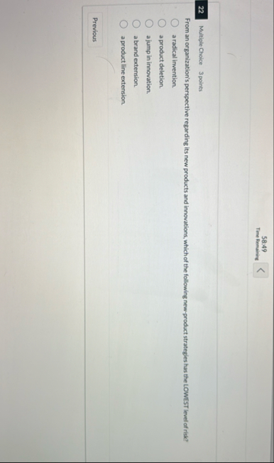 5 8 : 4 9 Time Remaining 2 2 Multiple Choice 3