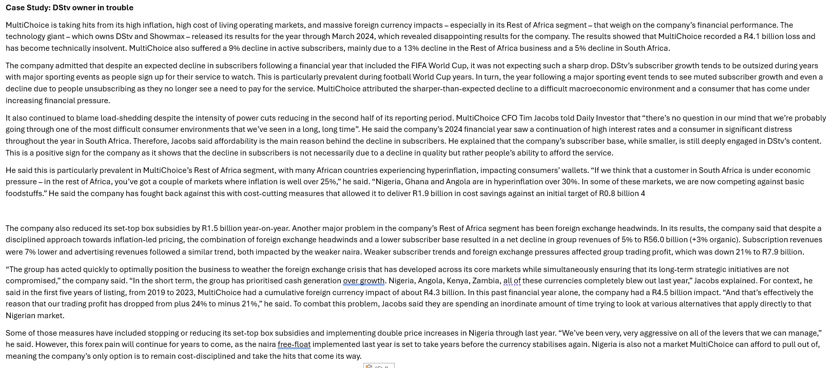 Case Study: DStv owner in trouble has become