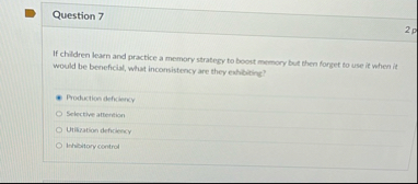 Question 7 2 p If children learn and practice a