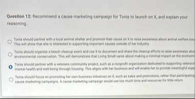 Question 1 2 : Recommend a cause marketing