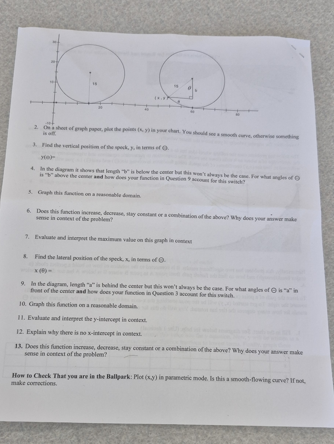On a sheet of graph paper, plot the points ( x ,