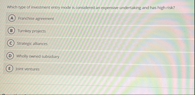 Which type of irrvestment entry mode is