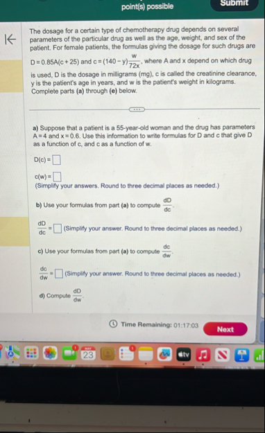 point ( s ) possible The dosage for a certain