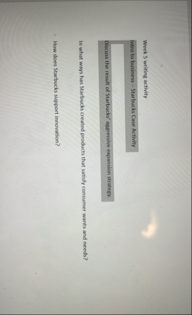 Week 5 writing activity Intro to business -