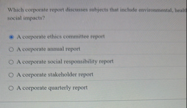 Which corporate report discusses subjects that