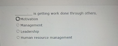 q , is getting work done through others.