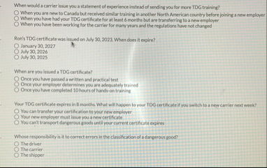 When would a carrier issue you a statement of