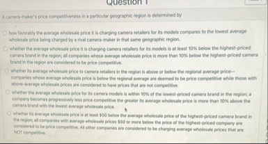 A camera - maker's price compentiveness in a