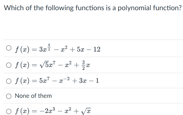 Which o f the following functions i s a