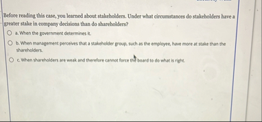 Before reading this case, you learned about