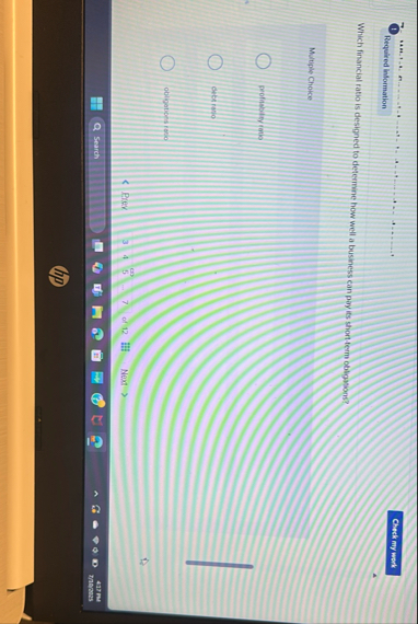 t . Required information Which financial ratio is