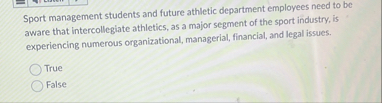 Sport management students and future athletic